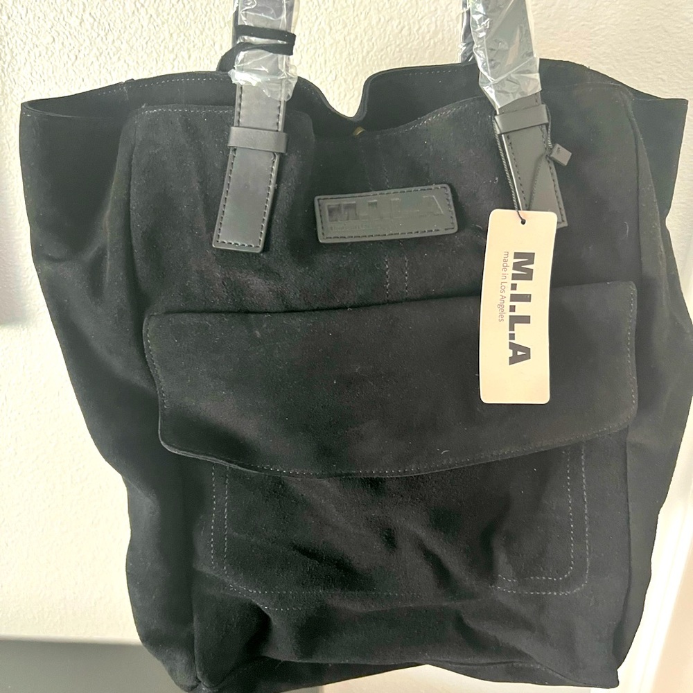 M.I.L.A. Shoulder Bag - Black Suede - NWT